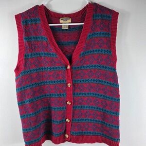 Vintage Northwest‎ Blue Women's Fair Isle Sweater Vest Size L  Geometric Knit